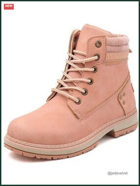 Waterproof Hiking Boots Ankle Support Lace-Up PU Leather Women Work Shoes
